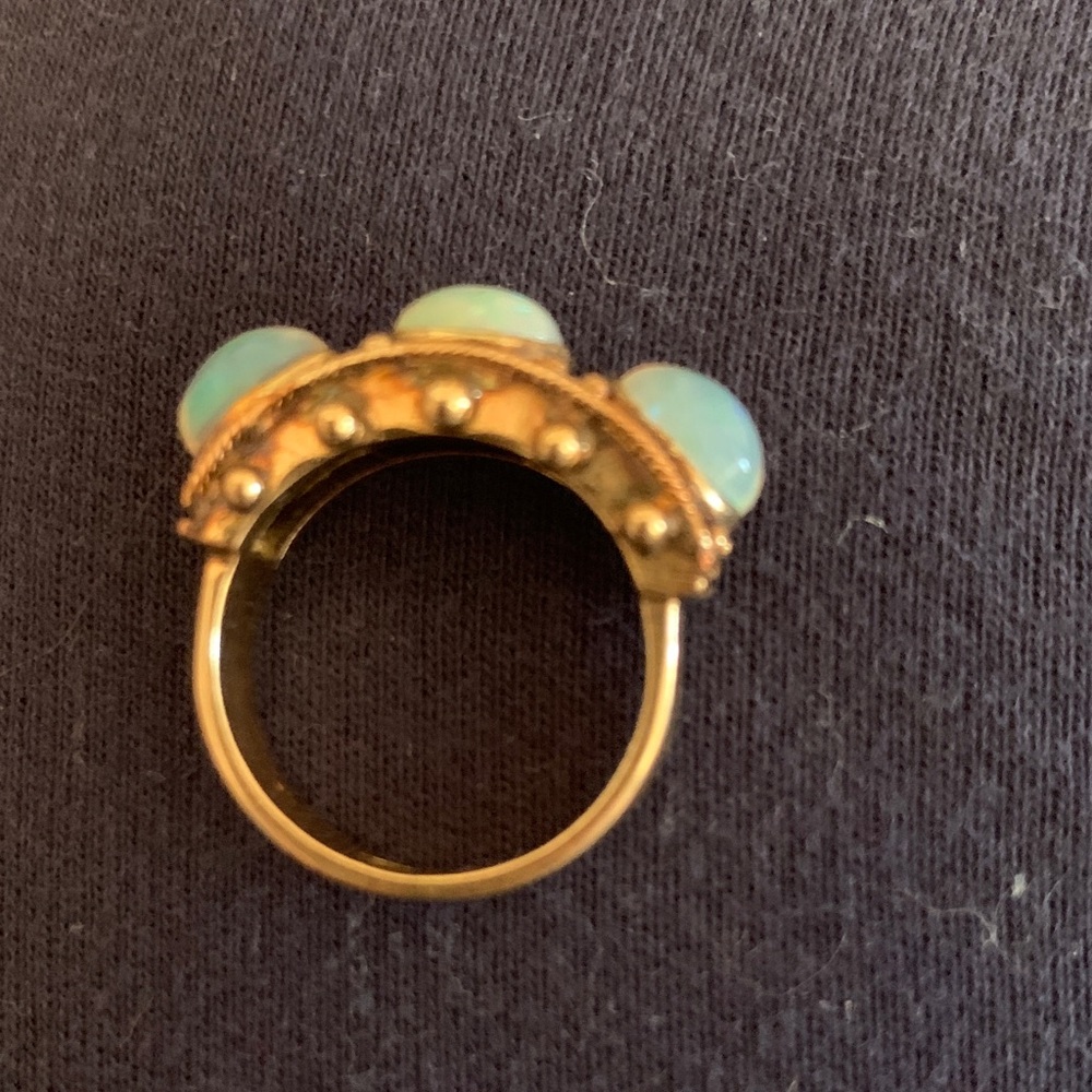 Triple Opal ring Vintage set in solid 14k - Picture 4 of 6